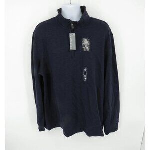 NWT Van Heusen Mens 1/4 Zip Navy Blue Pullover Shirt XXL